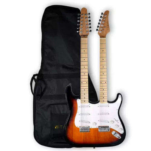 TARIO Double Neck Electric Guitar White 12 String & 6 String ( Pickup issue )