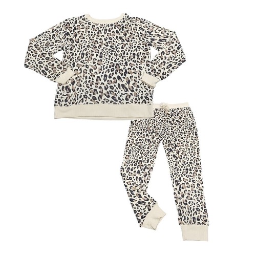 Honeydew Ladies Pajama Lounge Set Leopard Print Sleepwear Top w Pants Small Size