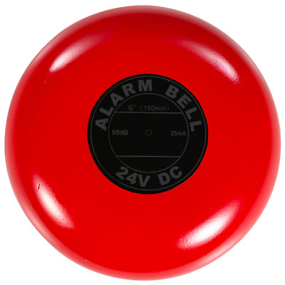 Audible Fire Alarm Motor Bell Voltage 24VDC Size 6'' Red Polarized & Supression