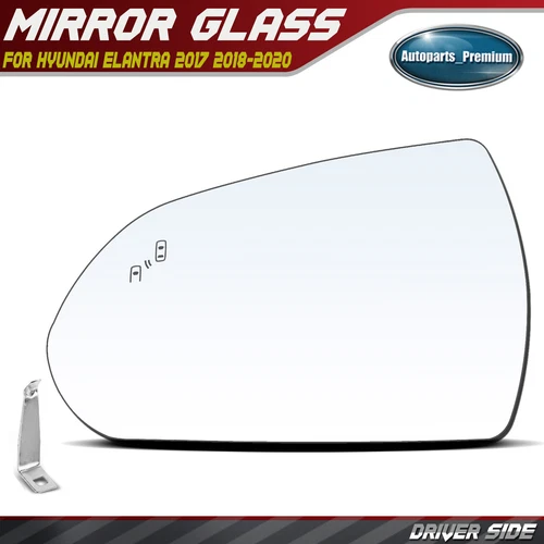 Driver Mirror Glass Heated w/ Blind Spot Detection for Hyundai Elantra 2017-2020
