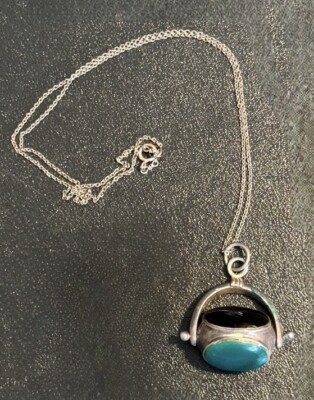 925 Sterling Silver Fob Spinning Stone Rotating/Moveable