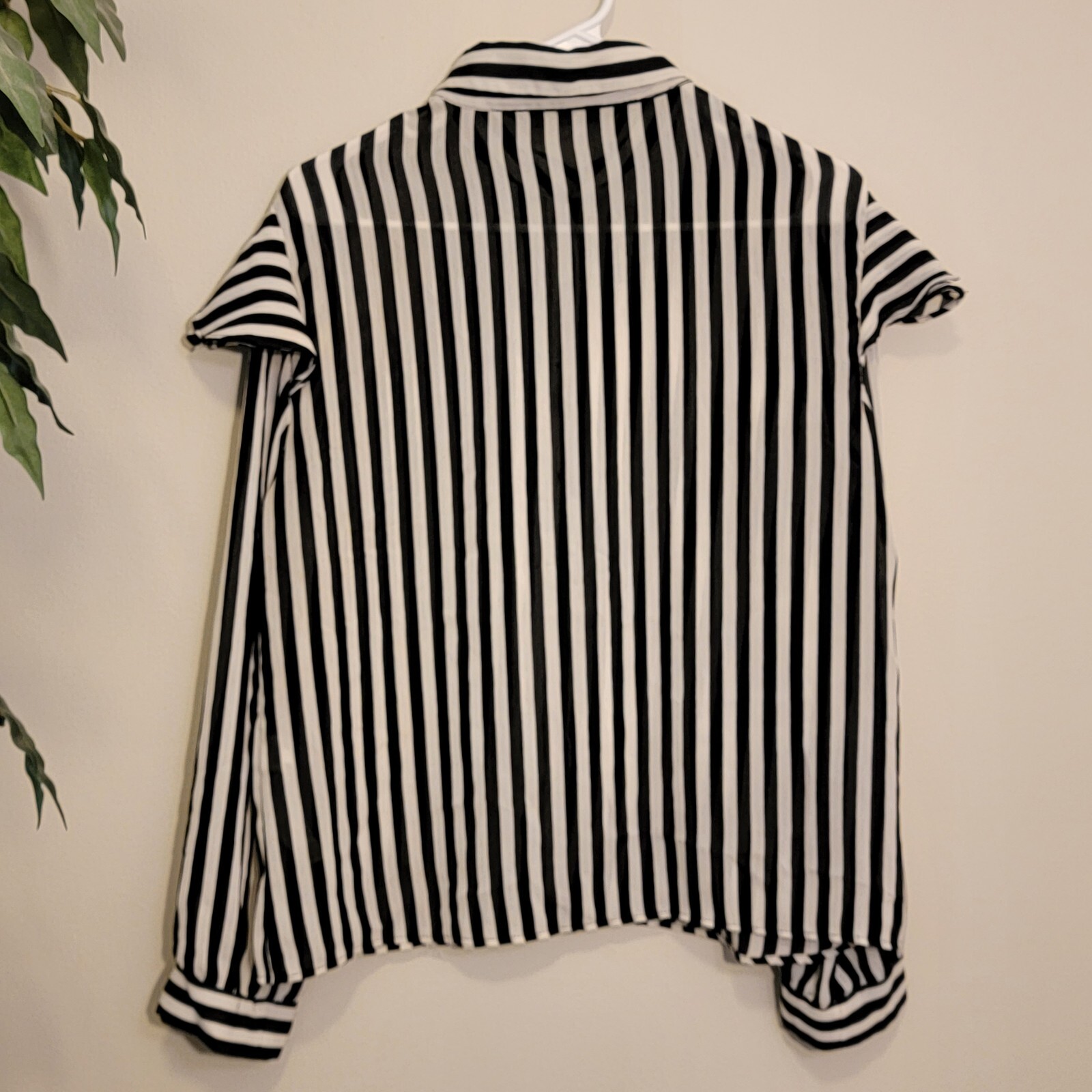 ZARA BASIC Black & White Striped Button-Up Semi-S… - image 8