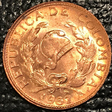 HIGH GRADE UNC 1967  COLOMBIA ONE CENTAVO COIN- JUL948