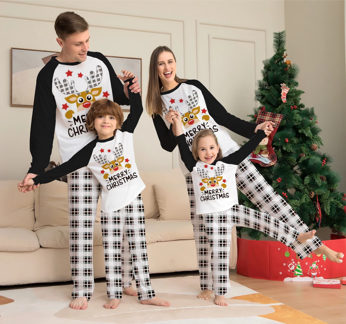 Christmas Pajamas Family Matching Kids Adults Xmas Pjs Sleepwear