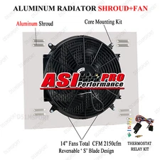 Aluminum Radiator Shroud+Fan Relay Kits Fit 1955-57 Chevy Bel Air Nomad L6 V8