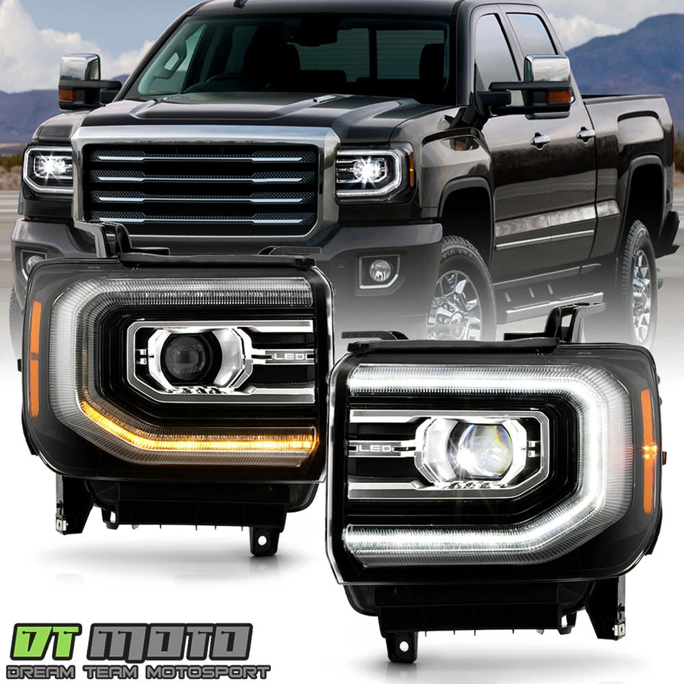 适用于 2014 - 2015 年 GMC Sierra 1500 升级整容全 LED 投影仪前灯套装 — 第 2/4 张图片