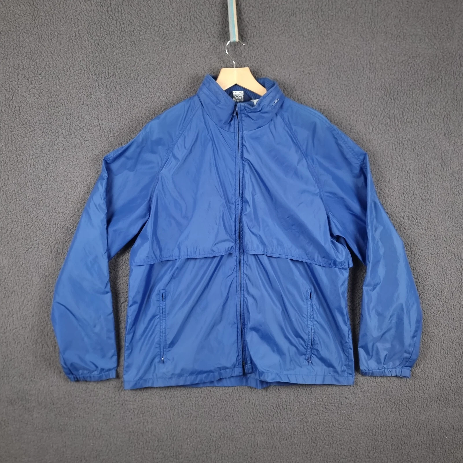 Vintage WOOLRICH Jacket Mens L Large Blue Windbreaker Lightweight Shell Vented
