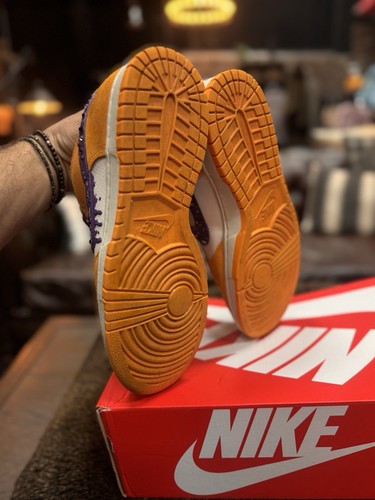Size 10.5 - Nike Dunk Low Safari Swoosh - Kumquat Lakers LSU Customs - Picture 14 of 19