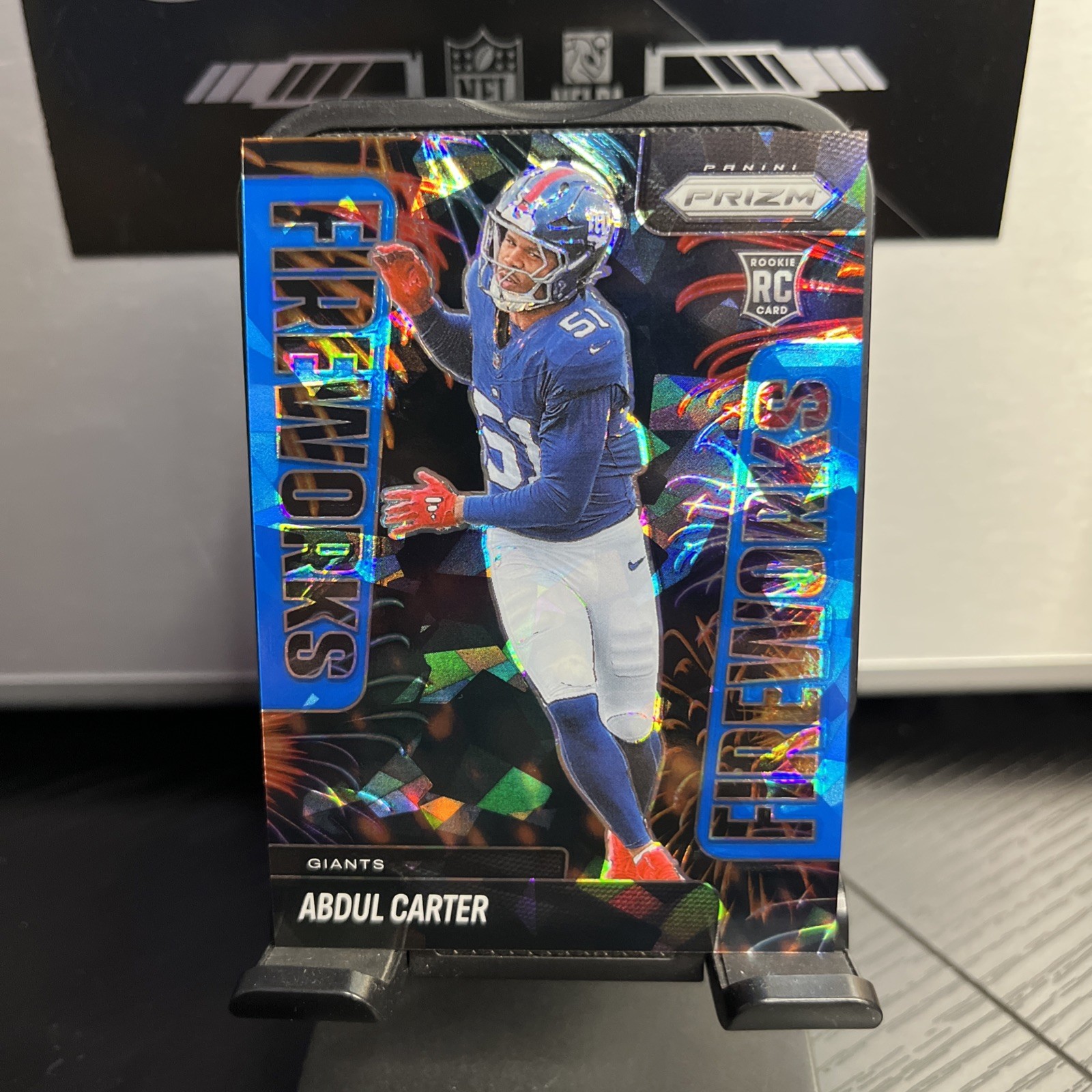 2025 Panini Prizm Blue Ice Fireworks /99 Abdul Carter #7 Giants (RC)