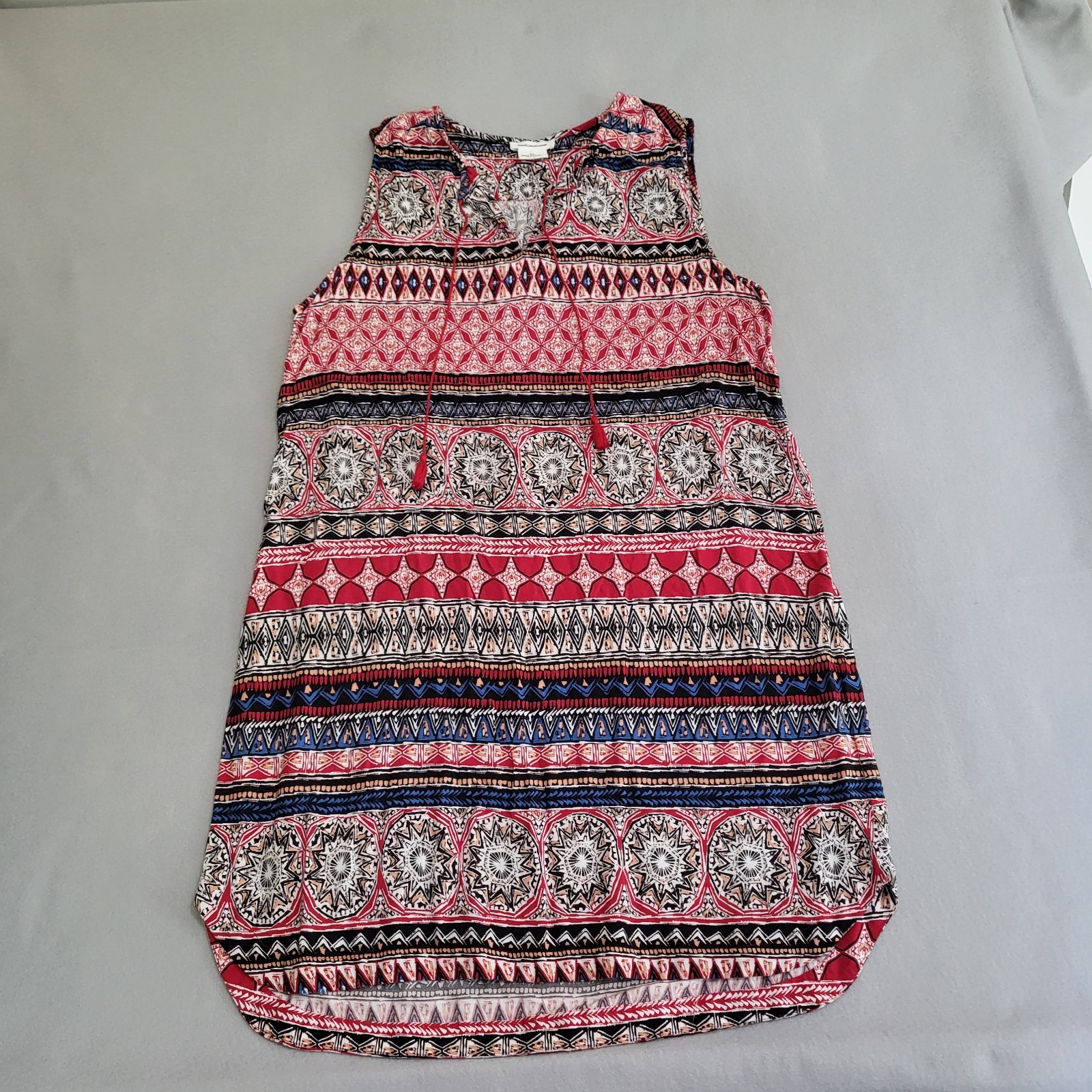 Beach Lunch Lounge Sleeveless Shift Dress Women's XL All Over Print Boho Coverup