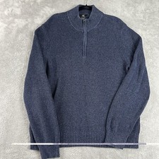 Calvin Klein Men's 3/4 Zip Knit Long Sleeve Sweater 100 Cotton Size XXL Blue