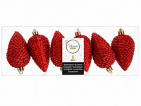 Weihnachten 6 Zapfen Weihnachts - Rot Christbaumschmuck 8Cm Bruchfest Decoris