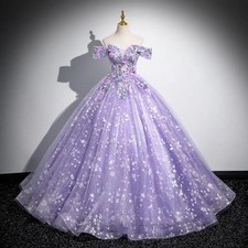 Ball Gown Quinceanera Dress Appliques Tulle Off Shoulder Birthday Party Sweet 16