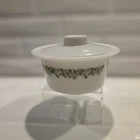 Pyrex Green Spring Blossom Crazy Daisy Butter Bowl with Plastic Lid vintage