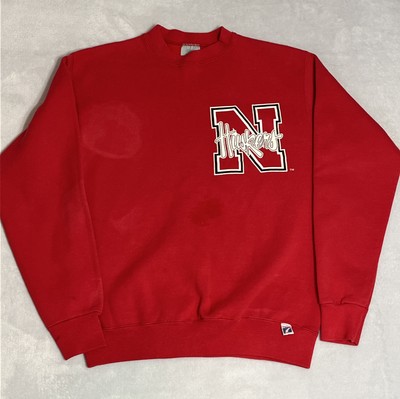 Vintage 90s Logo 7 Nebraska Cornhuskers Big Logo Red Pullover Sweatshirt Mens M*