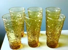 Set of 6 Vintage Anchor Hocking Lido Milano Amber Gold 12 Oz High Ball Glasses