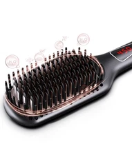 Ceramic Ionic Hair Straightener Brush, Fast Heating, Auto-Off, Anti-Scald, 450°F
