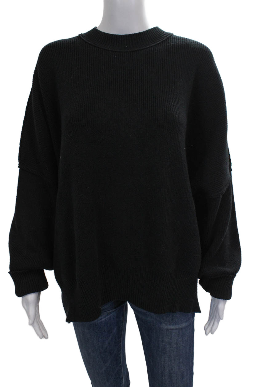 Free People Womens Black Crew Neck Pullover Sweater Long Sleeve Size MFree Shipping in US $100+ Orders | $6.95 Orders Below