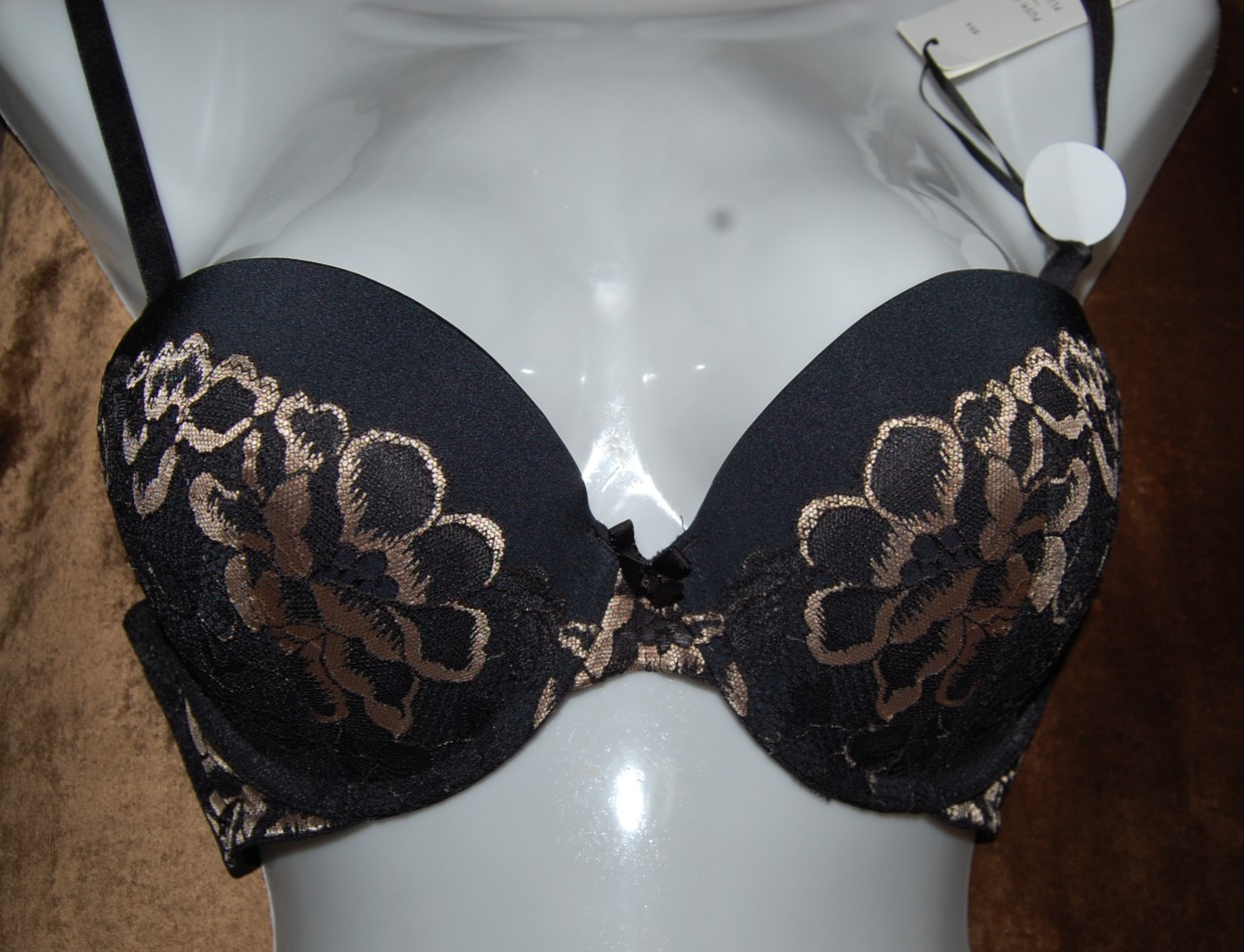 John Lewis Lilah Push Up (Superboost) Plunge Bra Black Mix UK 32C BNWT