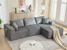 107" Modular Sectional Sofa L Shaped Cloud Couch with Right Chaise and Cushion