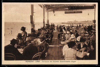 Venezia, Lido, Terrazza del Grande Stabilimento Bagni, Ansichtskarte 1927 