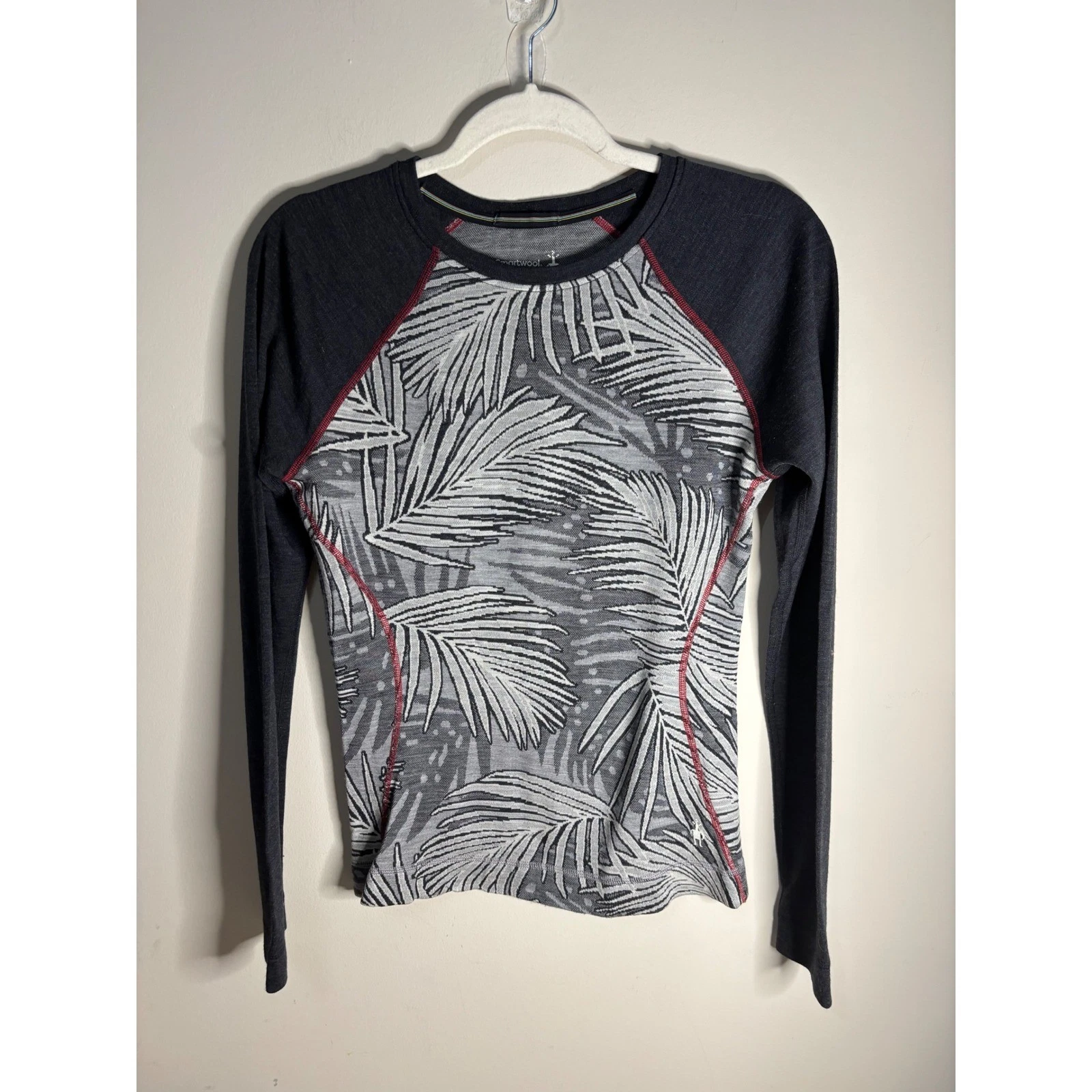 Smartwool Merino WoolGray Black Palm Leaf Jacquard base layer size S