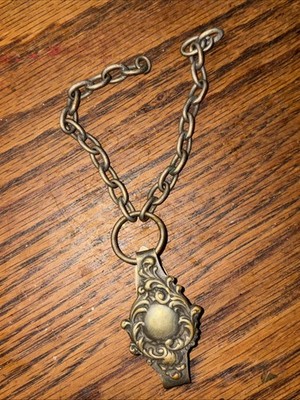 Antique German Silver Victorian Chatelaine Belt Clip Double Chain c1900
