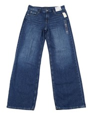 AEROPOSTALE Dark Wash Baggy Wide Leg 100 Cotton Jeans Size 4 Rigid Mid Rise NWT