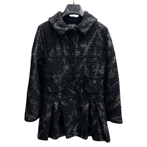 Giacca Chanel Coco Bottone Lana Verniciata Peplum Maglia Alta Qualità Donna Fashio