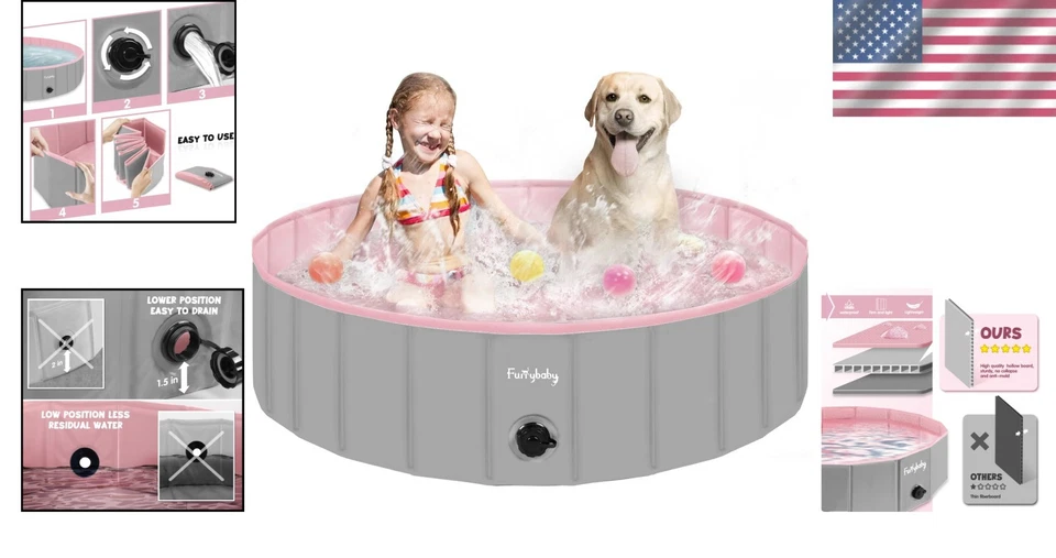 Portable 47'' Kiddie Pool - Safe Wading Pool for Dogs and Kids, Easy to Clean - Image 2 of 4
