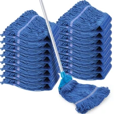 16 Pcs Commercial Mop Head Replacements 27.6 Inch Blue Looped End Heavy Duty ...