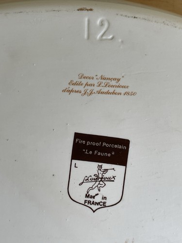 Teglia da forno Le Faune L Lourioux porcellana ignifuga uccellino Francia Au Gratin 14x8" - Foto 6 di 6
