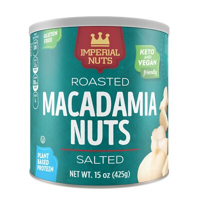 Salted Roasted Macadamia Nuts Organic Healthy Snack 15 Oz Resealable Can