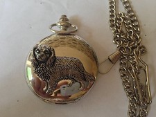 D7 Cav. King Charles polished silver case mens GIFT quartz pocket watch fob