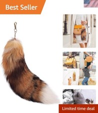 Fluffy Real Fox Fur Tail Keychain Pendant for Bags Cosplay - Red Fox