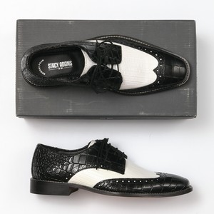 stacy adams black & white wingtip oxford shoes