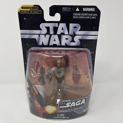 2006 Hasbro Star Wars Ep 2 Saga C-3PO W/BATTLE DROID HEAD #17 3.75'' figure