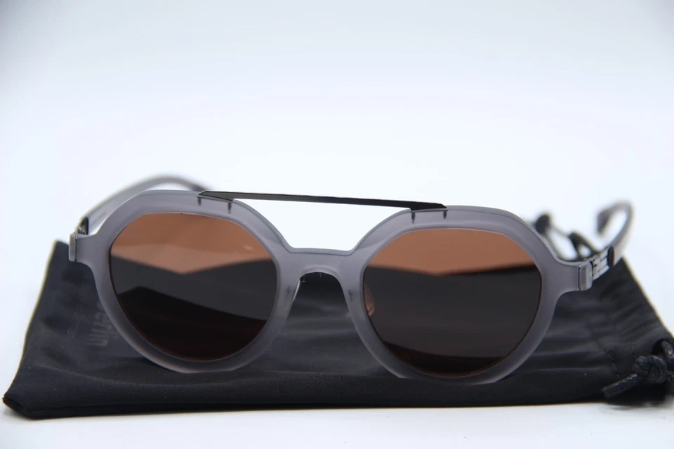 NEW IC! BERLIN EDISON ECOGREY CLEAR BROWN LENS AUTHENTIC SUNGLASSES W/CASE 47-23 - Image 2 of 4