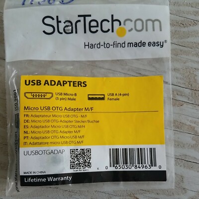 StarTech Micro USB OTG Adapter M/F USB Micro-B (5 pin) Male USB A (4 pin) Female