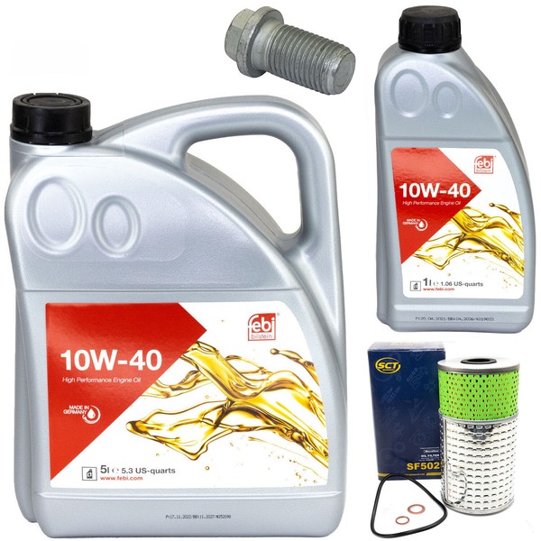 MotoröL Set 10W-40 6 Liter + ÖLfilter SF 502 + Schraube FüR Mercedes C-Klasse-image