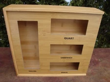 Ziplock Food Storage Bag Organizer- Snack, Sandwich, Quart & Gallon Sizes NEW