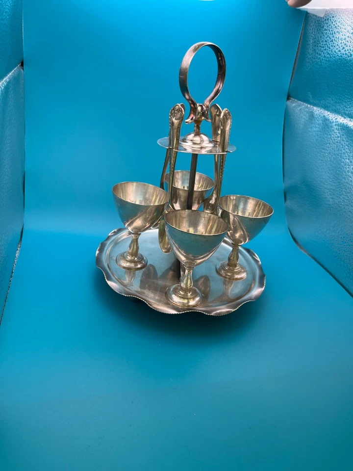 古董 19 世纪后期镀银蛋甜圈套装 Blanckensee & Son 出品 — 第 4/4 张图片