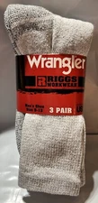 3 Pair Wrangler Men Gray Crew Boot Sock Large Size 9-13 New
