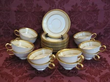 Lenox Springfield China Footed Cup and Saucer - Set of Twelve (12) - Very Nice!