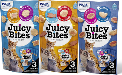 INABA Juicy Bites Grain-Free, Soft, Moist, Chewy Cat Treats with Vitamin E and G
