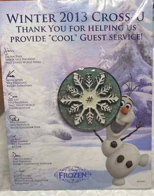 Winter 2013 Cross-U Guest Service Cast Member Award Pin Olaf Frozen Spinner RARE