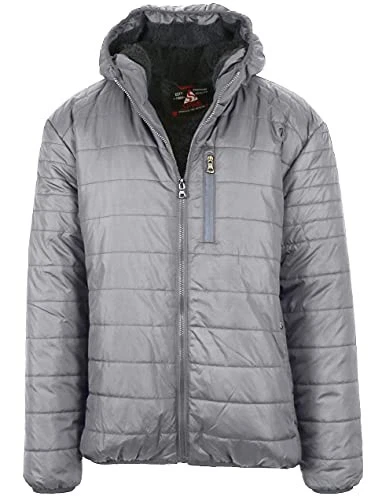 GALAXY BY HARVIC MENS SHERPA-LINED HOODED PUFFER JACKET, ROYAL, LARGE