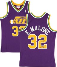 Karl Malone Jazz Signed Mitchell & Ness 1991 Swingman Jersey w/Inscs - LE of 10