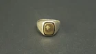 Classic Retro 1950-60 Sterling Silver Gold Onyx & Diamond Signet Ring S/9½ 4.7g