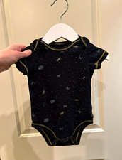 Star Wars 3-6M Cotton Knit Bodysuit Black Short Sleeve Snap Round Neck